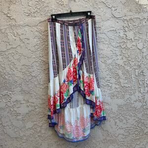 Flying Tomato Spanish-Style Wrap Skirt Floral Patchwork Size Womens Large